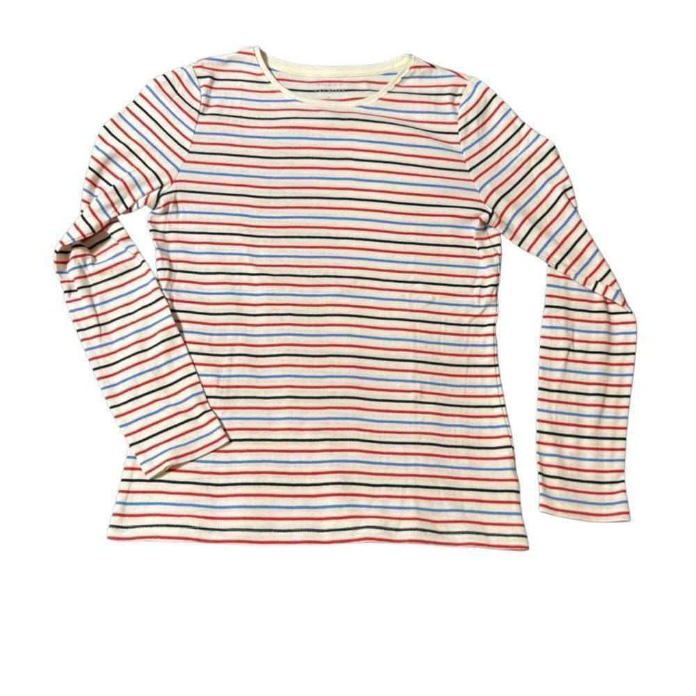 Talbots Red, Blue, and Cream Striped Tee M